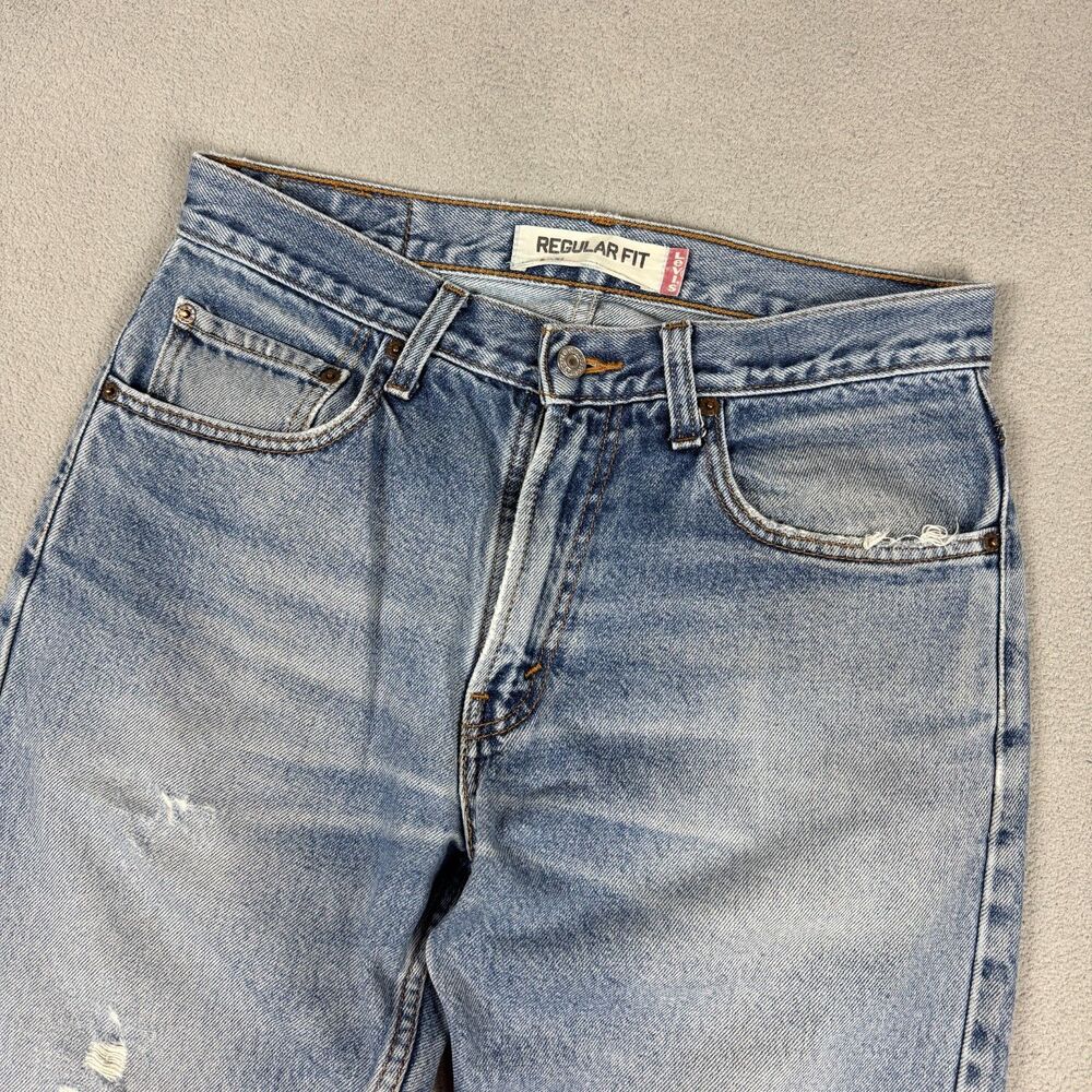 Levis 505 Jeans 32x32 Men's Regular Fit Light Wash Distressed Faded Denim